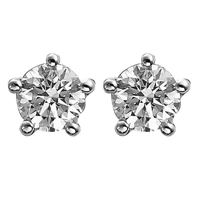 5 Prong Set 2.70 Ct Round Cut Real Diamonds Stud Earring Gold White 14K