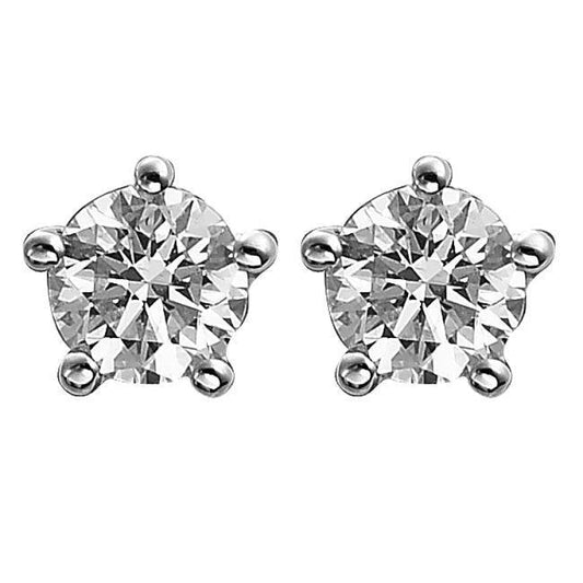 5 Prong Set 2.70 Ct Round Cut Real Diamonds Stud Earring Gold White 14K