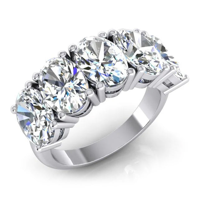 5 Stone Genuine Natural Earth Mined Diamond Anniversary Band Gold Oval Cut Jewellery 5 Carats