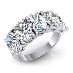 5 Stone Genuine Natural Earth Mined Diamond Anniversary Band Gold Oval Cut Jewellery 5 Carats