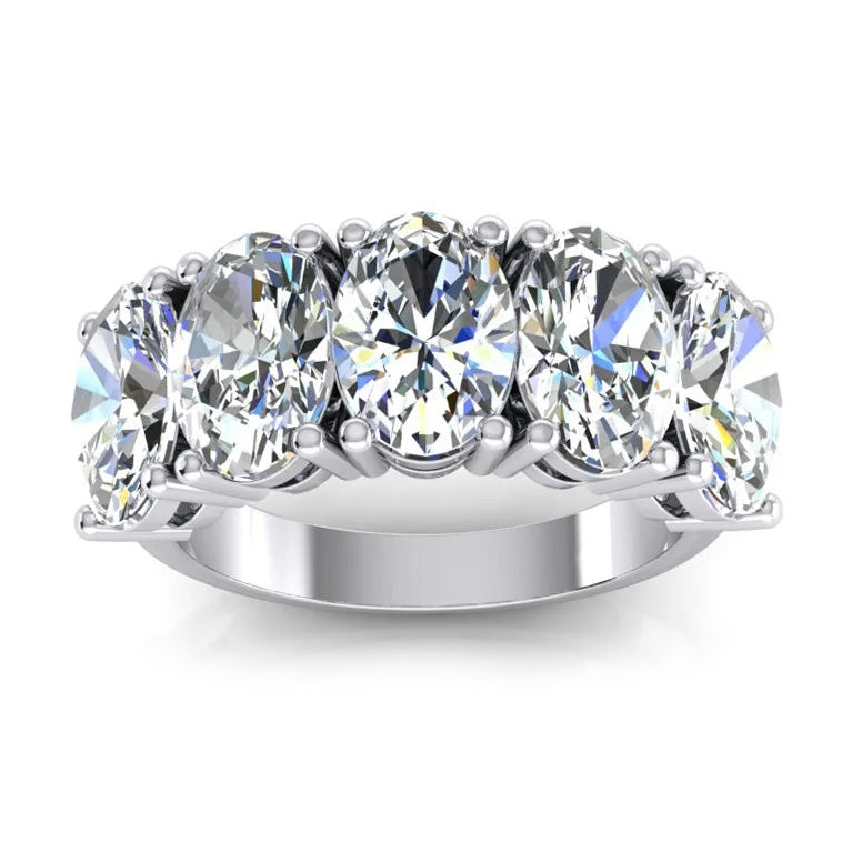 5 Stone Genuine Natural Earth Mined Diamond Anniversary Band Gold Oval Cut Jewellery 5 Carats