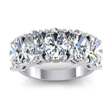 5 Stone Genuine Natural Earth Mined Diamond Anniversary Band Gold Oval Cut Jewellery 5 Carats