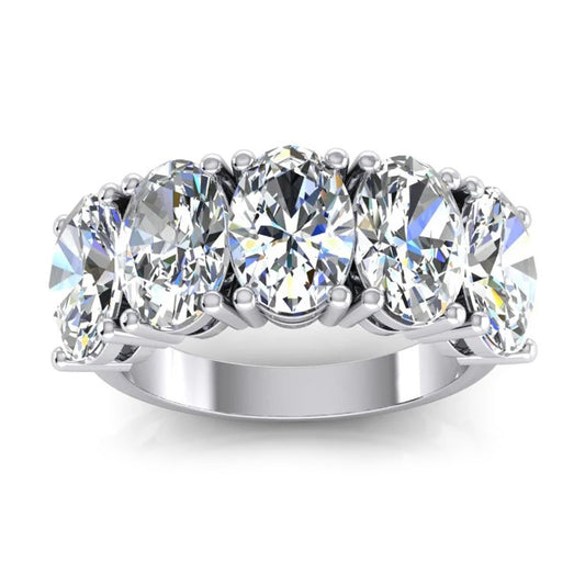 5 Stone Genuine Natural Earth Mined Diamond Anniversary Band Gold Oval Cut Jewellery 5 Carats
