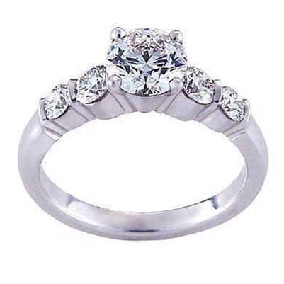 5 Stone Round Cut 3.30 Ct Natural Diamonds Anniversary Ring White Gold 14K