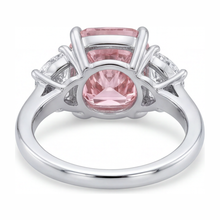 Pink Diamond Ring 5 Carat Lab Grown Cushion Three Stone 14K White Gold