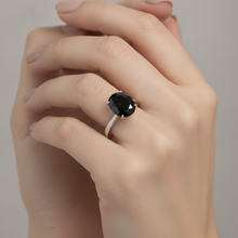 Black Diamond Engagement Ring 5 Carat Real Oval Solitaire Tapered 14K White Gold
