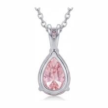 Pink Diamond Pendant Necklace 5 Carat Lab Grown Pear Pave Solitaire 14K White Gold