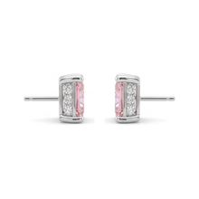 Pink Diamond Earrings 5 Carat Lab Grown Princess Solitaire 14K White Gold