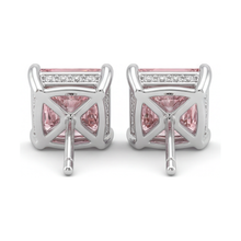 Pink Diamond Earrings 5 Carat Lab Grown Princess Solitaire 14K White Gold
