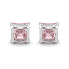 Pink Diamond Earrings 5 Carat Lab Grown Princess Solitaire 14K White Gold