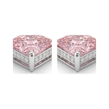 Pink Diamond Earrings 5 Carat Lab Grown Princess Solitaire 14K White Gold