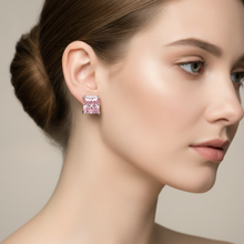 Pink Diamond Earrings 5 Carat Lab Grown Princess Solitaire 14K White Gold