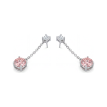Pink Diamond Earrings 5 Carat Lab Grown Round Solitaire Plain 14K White Gold