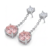 Pink Diamond Earrings 5 Carat Lab Grown Round Solitaire Plain 14K White Gold