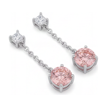 Pink Diamond Earrings 5 Carat Lab Grown Round Solitaire Plain 14K White Gold