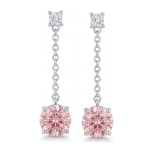 Pink Diamond Earrings 5 Carat Lab Grown Round Solitaire Plain 14K White Gold