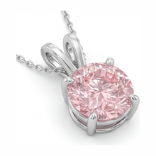 Pink Diamond Necklace 5 Carat Lab Grown Round Solitaire Pendant 14K White Gold