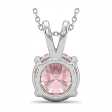 Pink Diamond Necklace 5 Carat Lab Grown Round Solitaire Pendant 14K White Gold