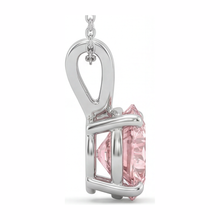 Pink Diamond Necklace 5 Carat Lab Grown Round Solitaire Pendant 14K White Gold