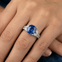 5.10 Ct Ceylon Blue Sapphire And Natural Earth Mined DIAMOND ( NOT LAB GROWN )s Ring White Gold 14K