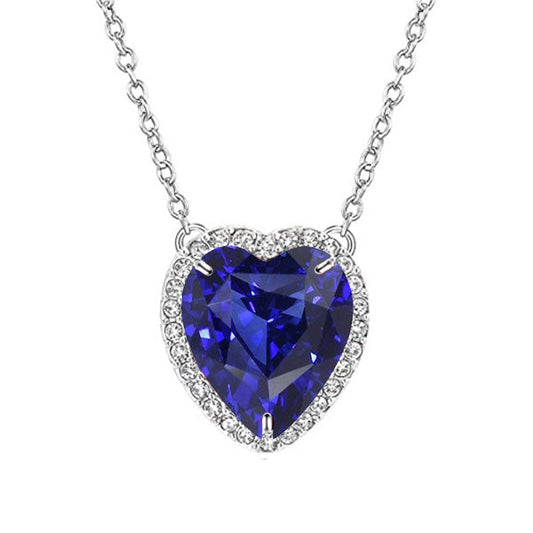 Blue Sapphire Gemstone Pendant 3.50-ct 14 Karat White Gold – main view