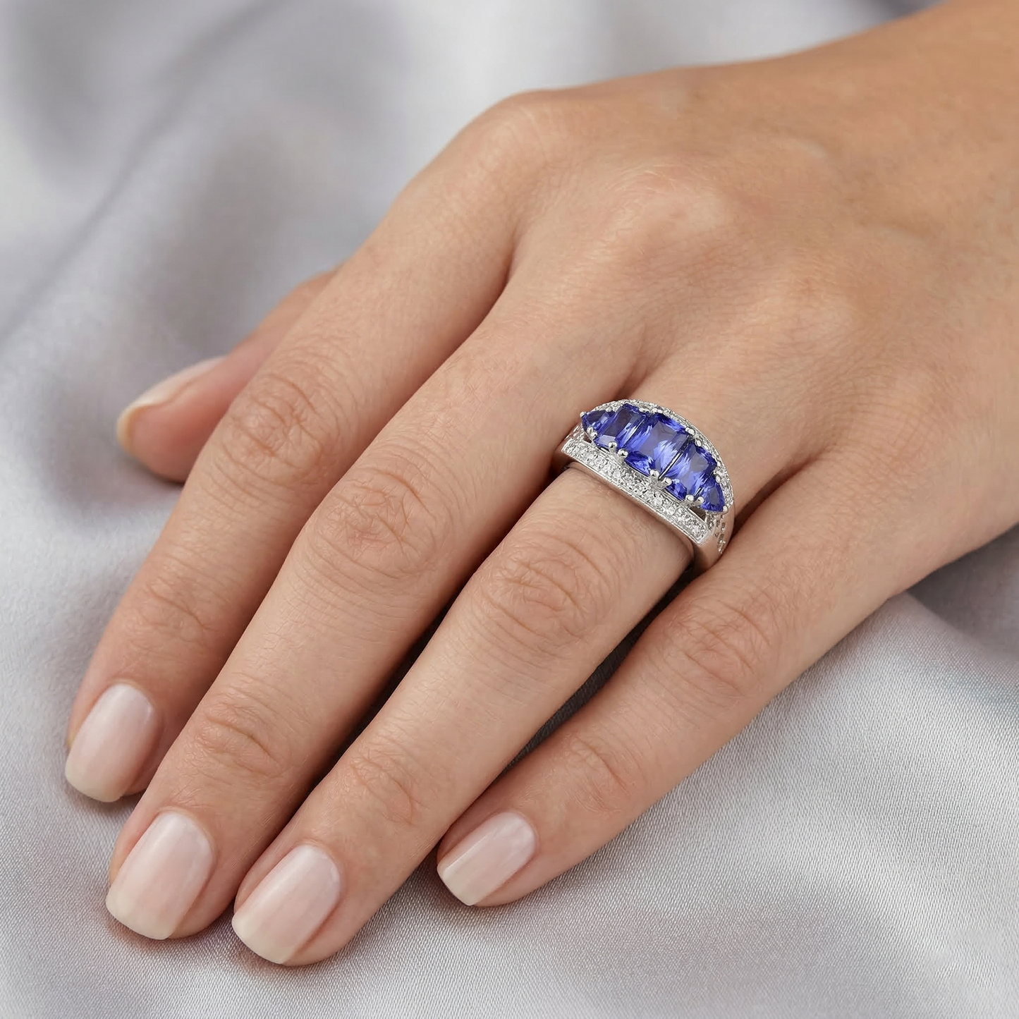 5.51 Carat Sri Lankan Sapphire Natural Earth Mined DIAMOND ( NOT LAB GROWN )s Beautiful Ring White Gold 14K