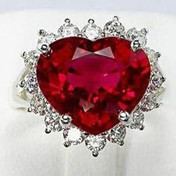 10.75 Carats Heart Shaped Red Aaa Ruby With Natural Earth Mined DIAMOND ( NOT LAB GROWN ) Ring