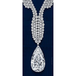 52 Ct Pear With Round Cut Genuine Diamond Fine Necklace White Gold