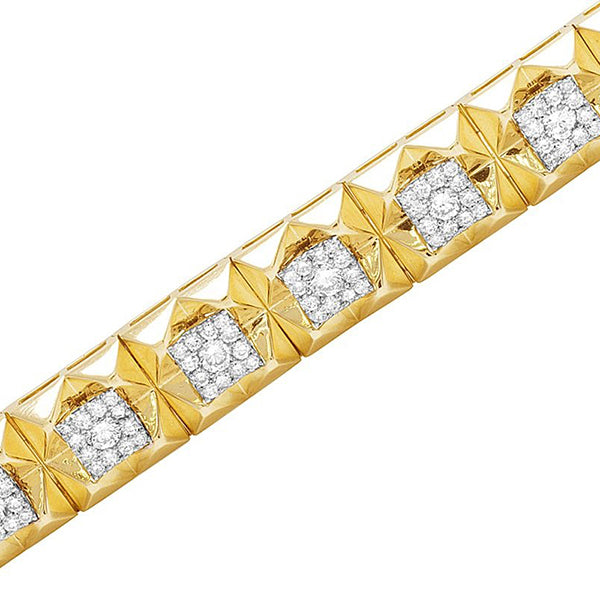 5 Carats Genuine Natural Earth Mined Diamond Square Mens Bracelet Yellow Gold 14K