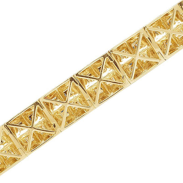 5 Carats Genuine Natural Earth Mined Diamond Square Mens Bracelet Yellow Gold 14K