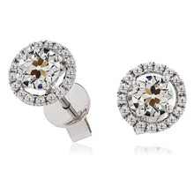Brilliant Diamond Old Mine Cut Stud Earrings in 14 Karat White Gold – main view