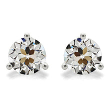 Fine Diamond Antique Cushion Stud Earrings in 14K White Gold – main view