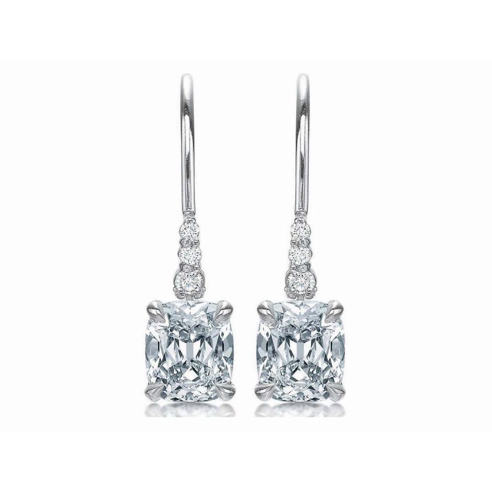 5.00 Carats Prong Set Sparkling Genuine Diamonds Dangle Earrings White Gold