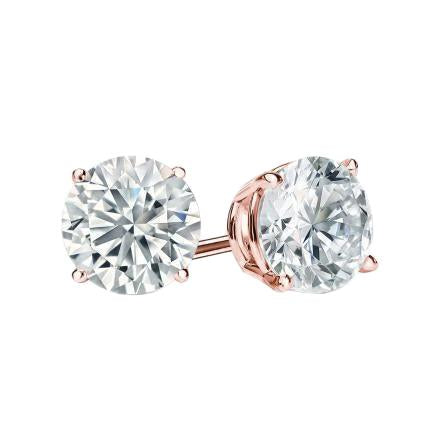 5.00 Carats Round Cut Genuine Diamonds Studs Earrings Rose Gold 14K