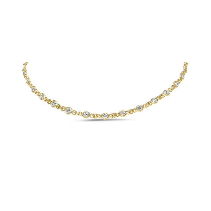 5.00 Carats Round Cut Real Diamonds Bezel Style Necklace 14K Gold Yellow
