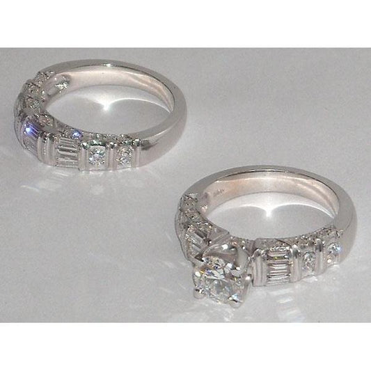 5.01 Carats Natural Diamond Bridal Jewelry Engagement Set Ring And Band