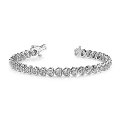 5.25 Carats 14K White Gold Round Genuine Diamond Heart Style Link Bracelet