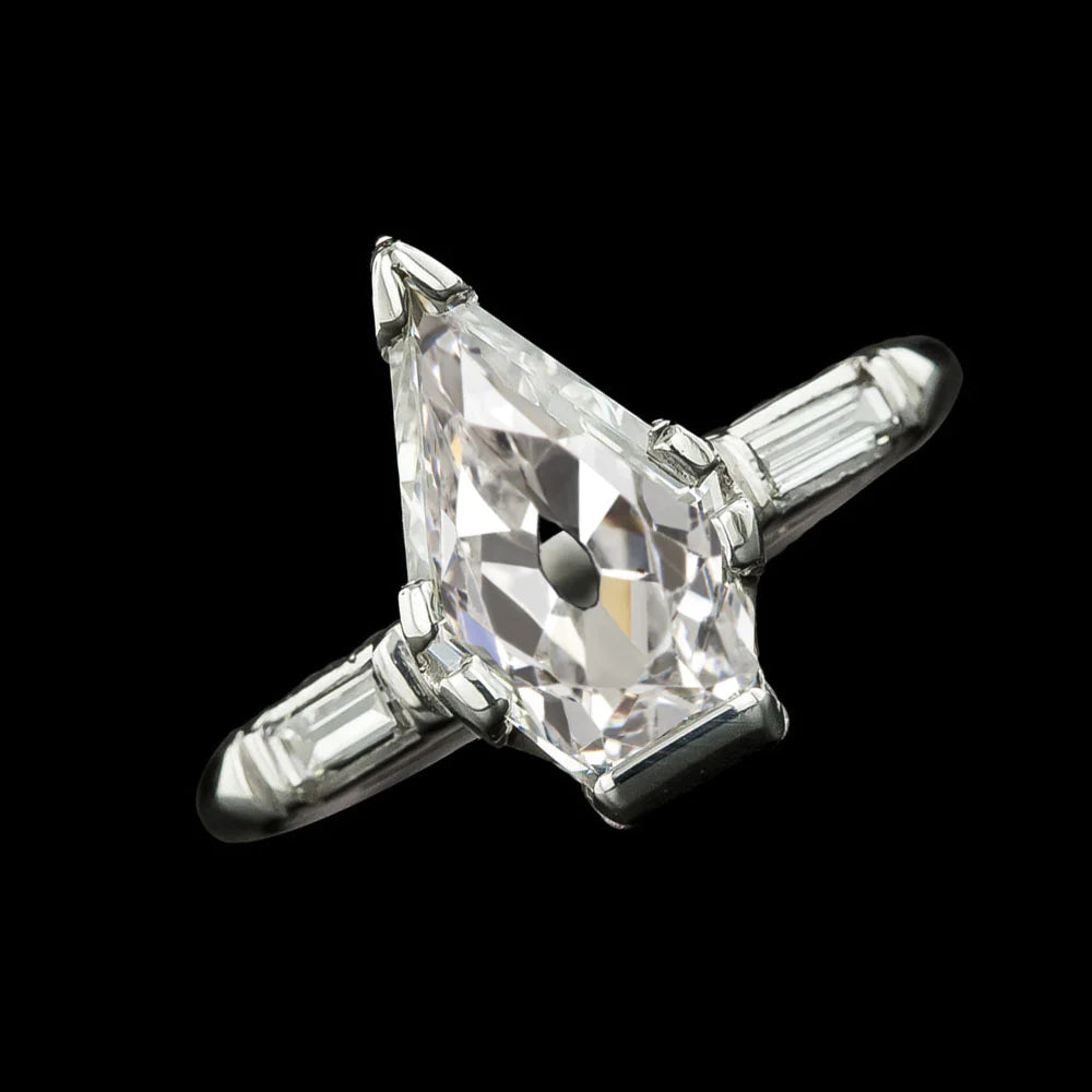 5.25 Carats Baguette & Old Miner Special Cut Real Diamond 3 Stone Ring