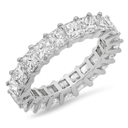 5.25 Carats Princess Genuine Natural Earth Mined Diamonds Eternity Band White Gold 14K