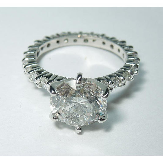 5.26 Carats Real Diamond Eternity Engagement Ring White Gold 14K