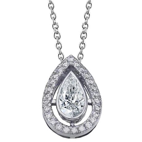 5.26 Carats Round & Pear Real Diamond Ladies Pendant White Gold Jewelry New