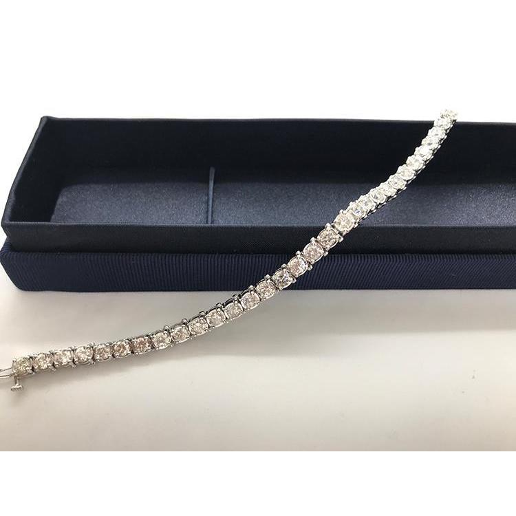 5.40 Carats 4 Prong Set White Round Natural Diamond Tennis Bracelet