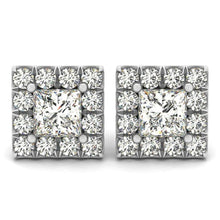 5.40 Carats Princess & Round Real Diamond Stud Earrings White Gold 14K