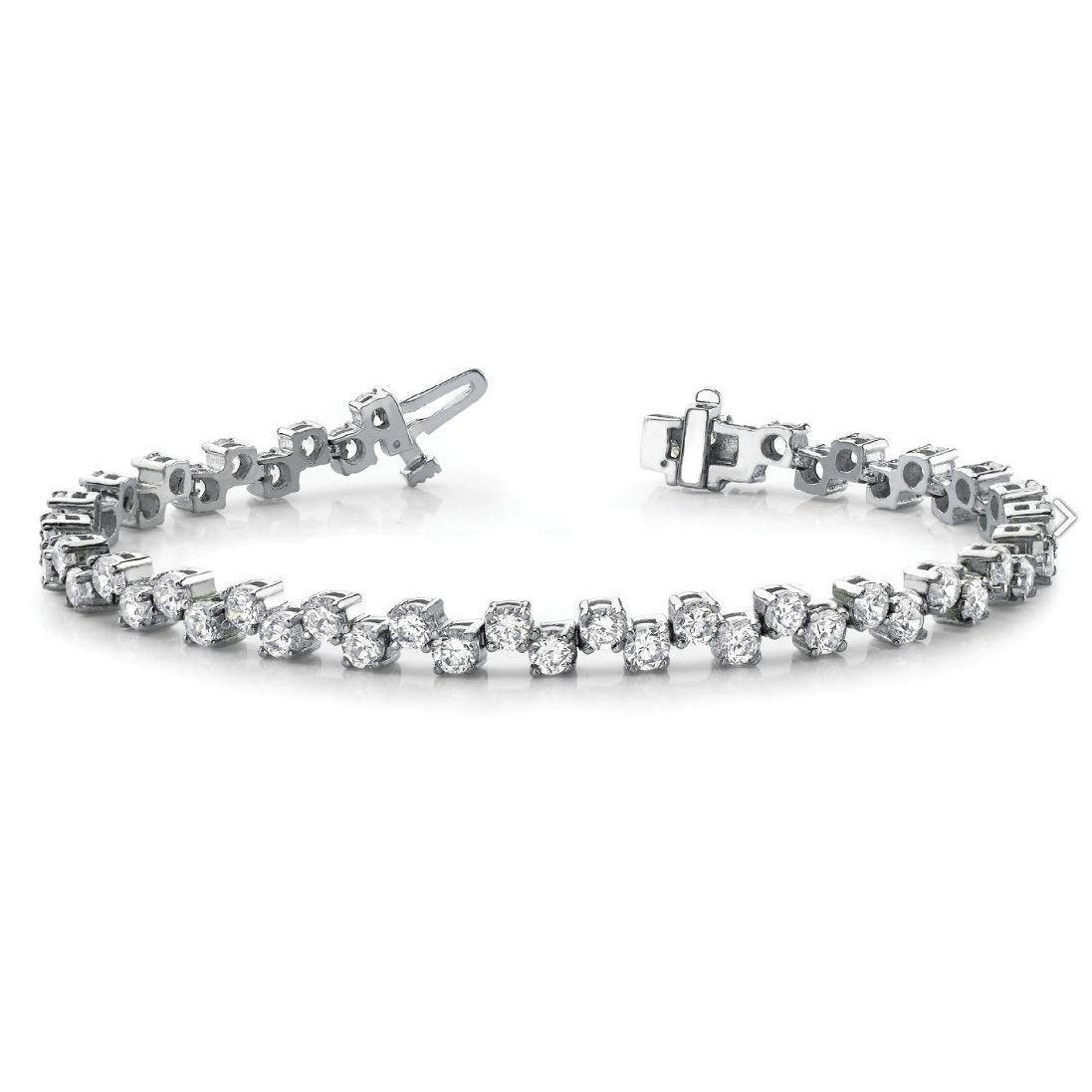 5.40 Carats Round Brilliant Cut Real Diamond Tennis Bracelet White Gold