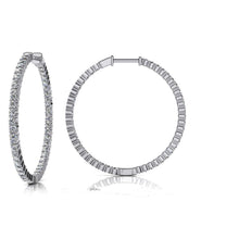 5.40 Ct Round Cut F Vvs1 Real Diamonds Ladies Hoop Earrings White Gold 14K