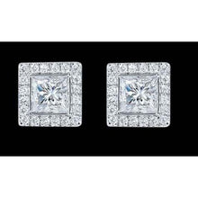 5.40 Ct. Princess Real Diamond Earrings Stud Earring White Gold Halo