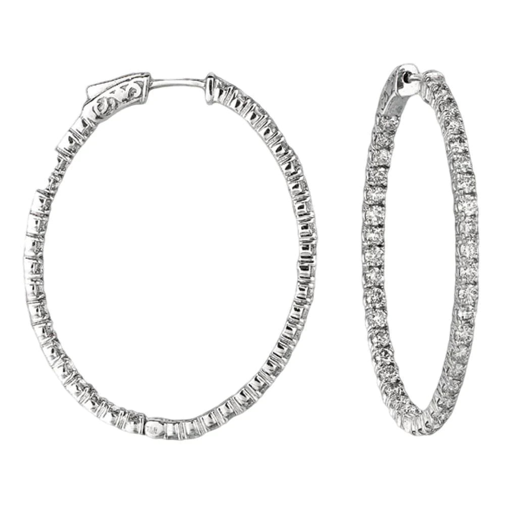 5.46 Carat Natural Diamonds Hoop Earrings Pair White Gold 14K New Earring