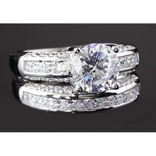 5.50 Carats Channel Set Round Real Diamond Anniversary Ring White Gold 14K