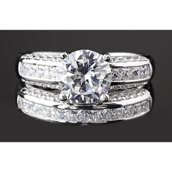 5.50 Carats Channel Set Round Real Diamond Anniversary Ring White Gold 14K