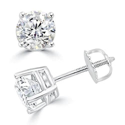 5.50 Carats Genuine Natural Earth Mined Diamonds Lady Studs Earrings White Gold